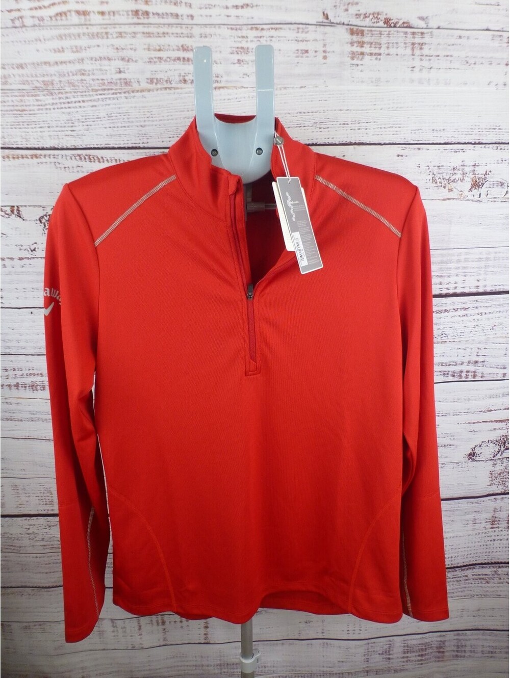 Callaway Men's Red 1/4 Zip Long Sleeve Golf Pullover Shirt Opti-Repel Shield -J5